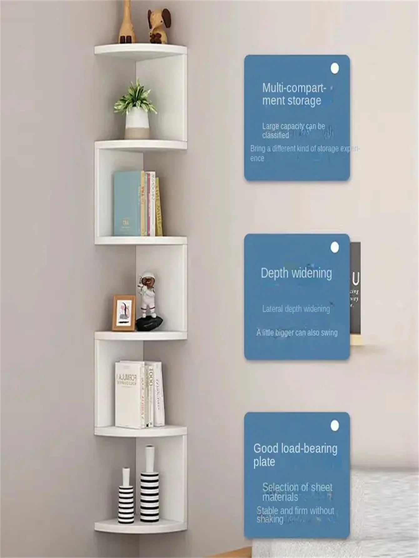 5-Tier Corner Floating Shelf