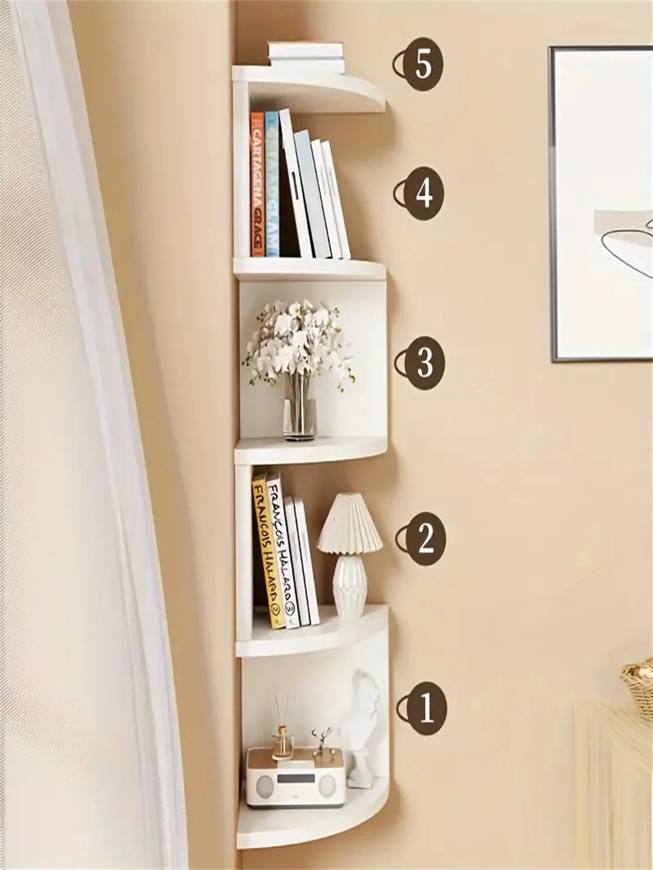 5-Tier Corner Floating Shelf