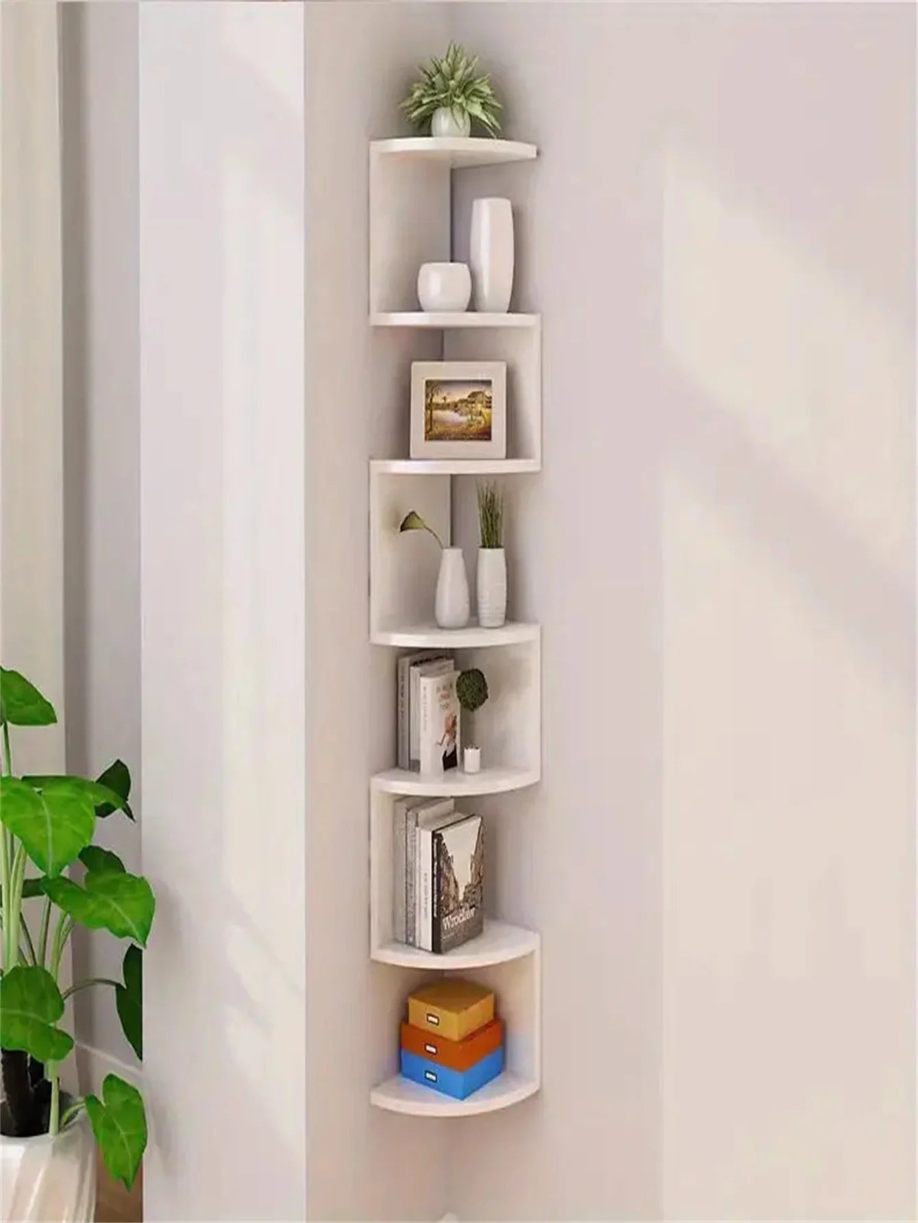 5-Tier Corner Floating Shelf